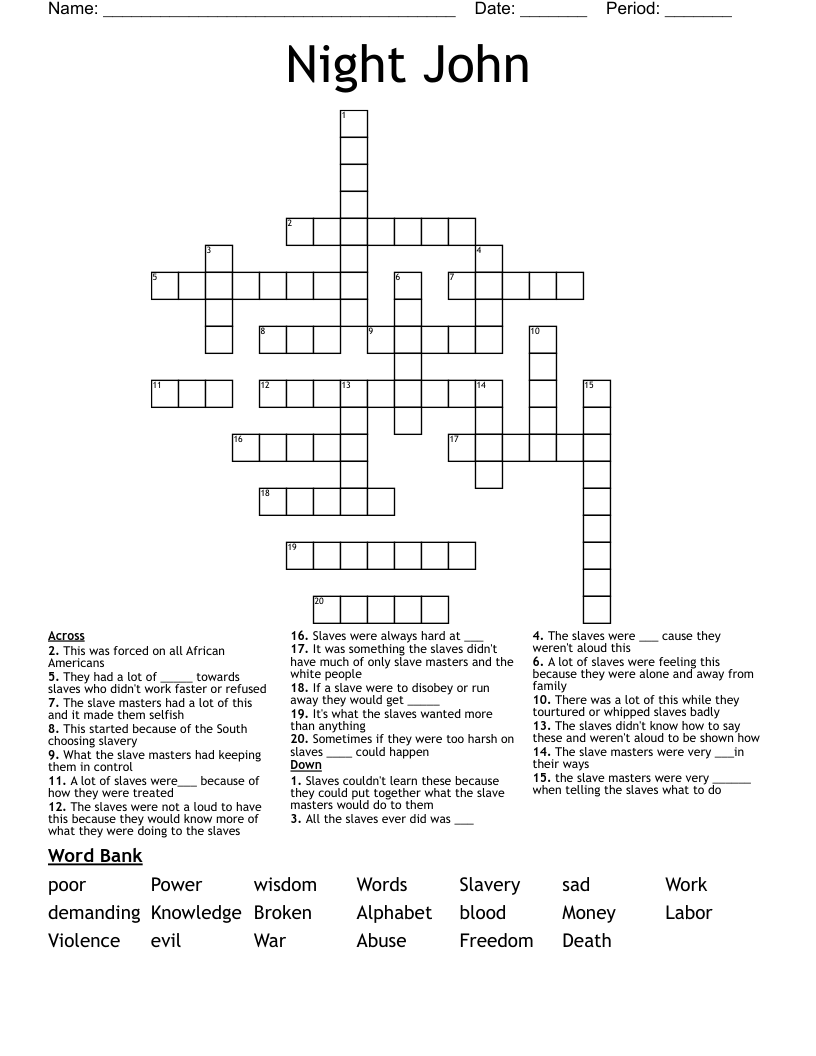 Night John Crossword