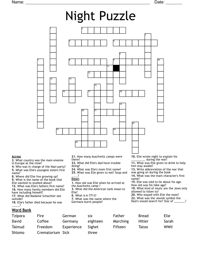 Night Puzzle Crossword