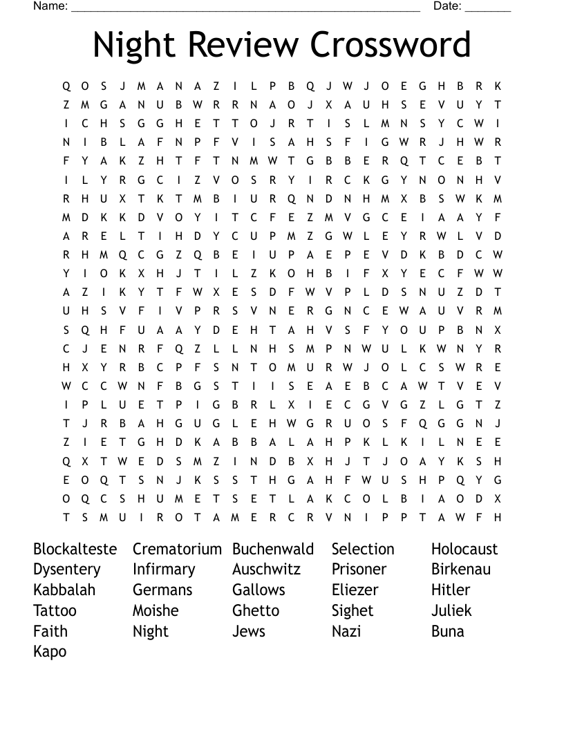 Night Review Crossword Word Search