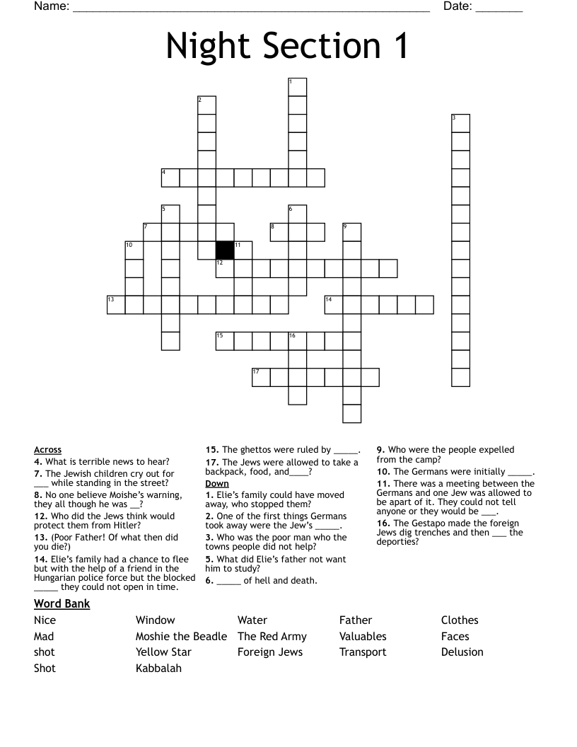 Night Section 1 Crossword