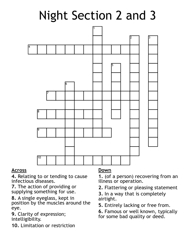 Night Section 2 and 3 Crossword