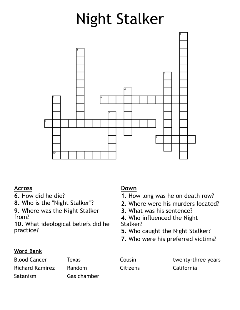 Night Stalker Crossword