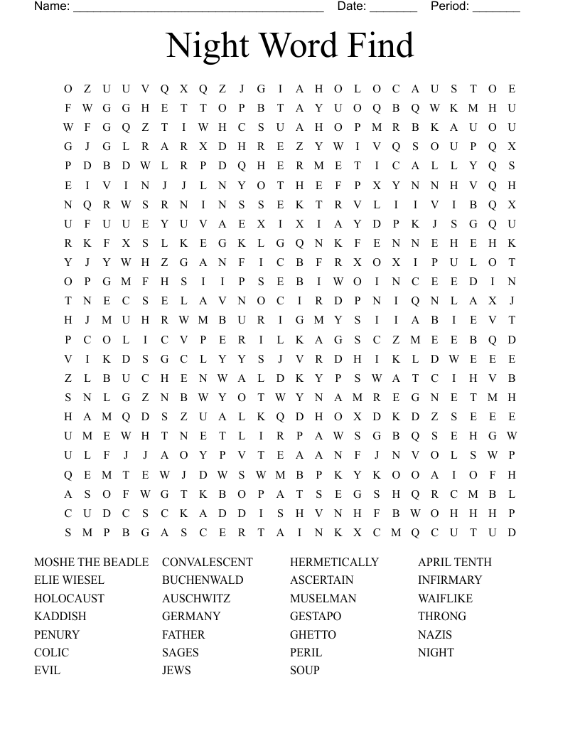 Night Word Find Word Search