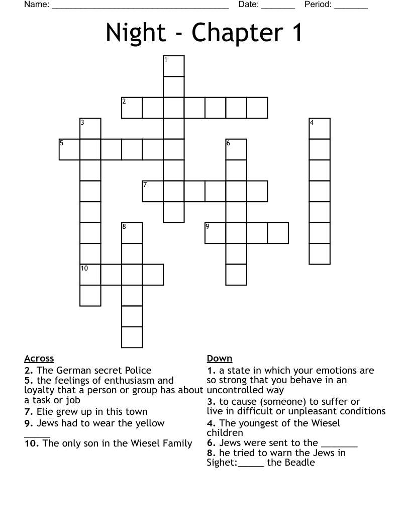 Night - Chapter 1 Crossword