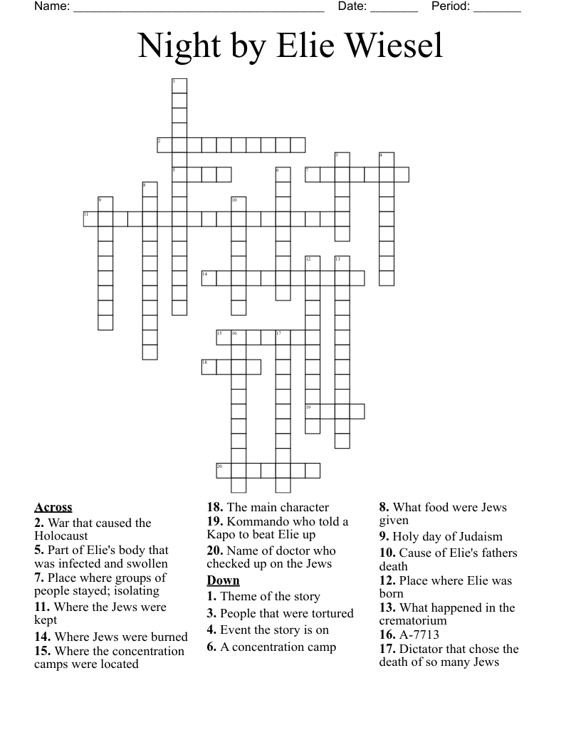 Night by Elie Wiesel Crossword