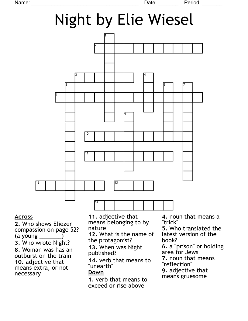 Night by Elie Wiesel Crossword