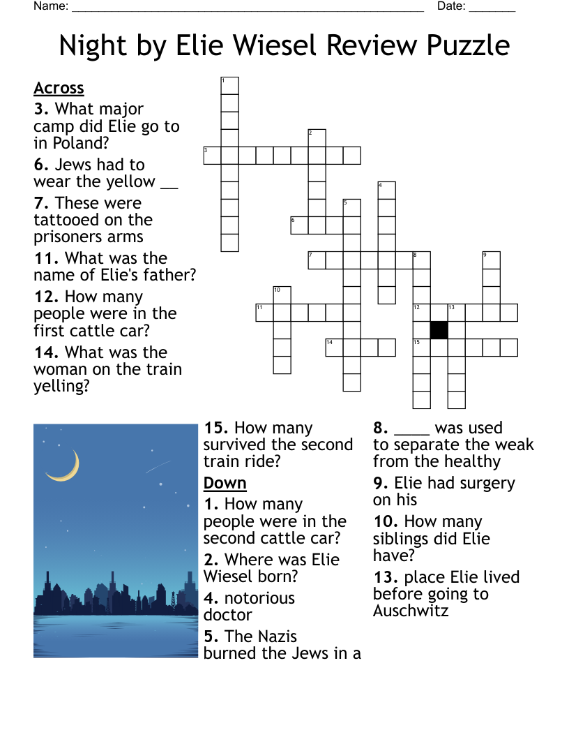 Night by Elie Wiesel Review Puzzle Crossword