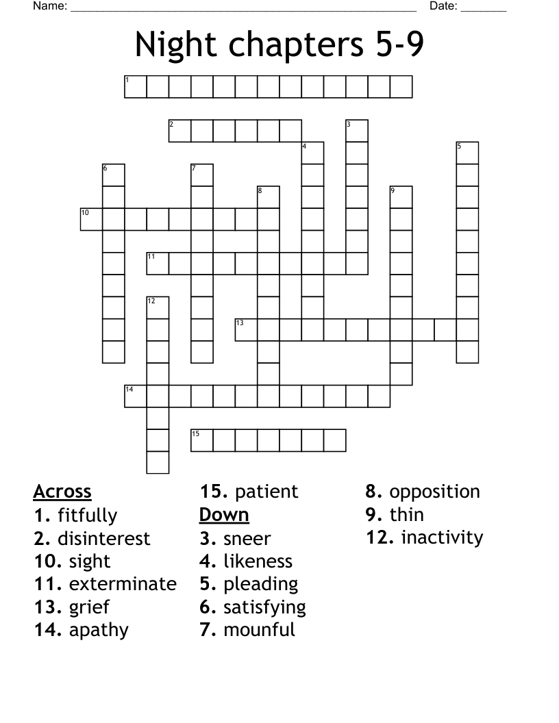 Night chapters 5-9 Crossword