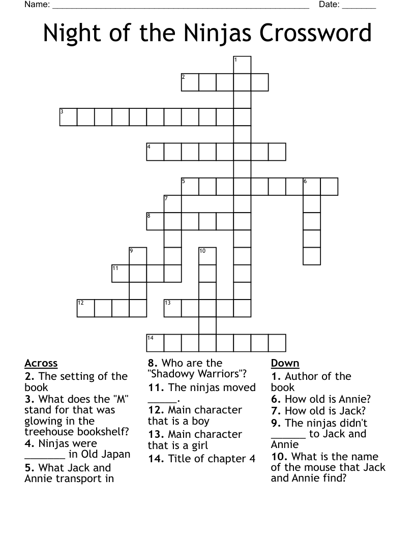Night of the Ninjas Crossword