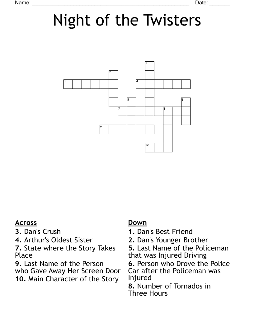 Night of the Twisters Crossword