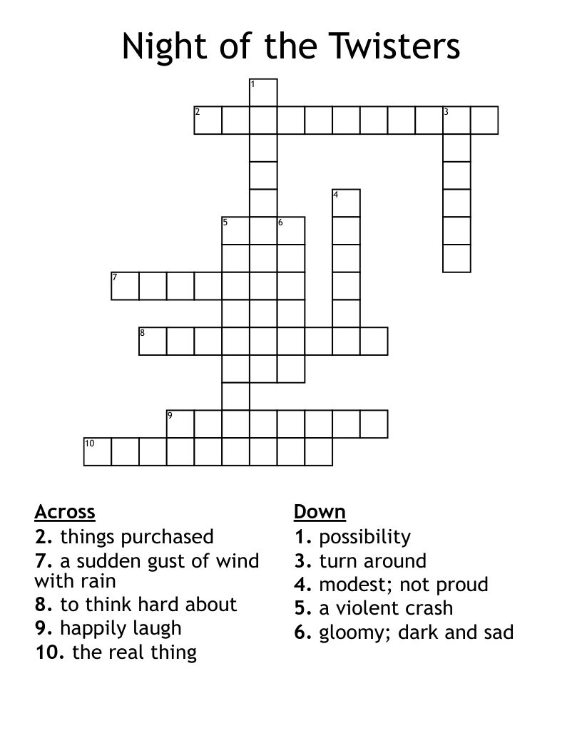 Night of the Twisters Crossword