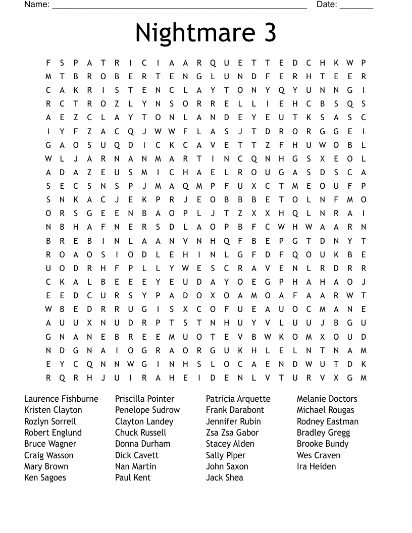 Nightmare 3 Word Search