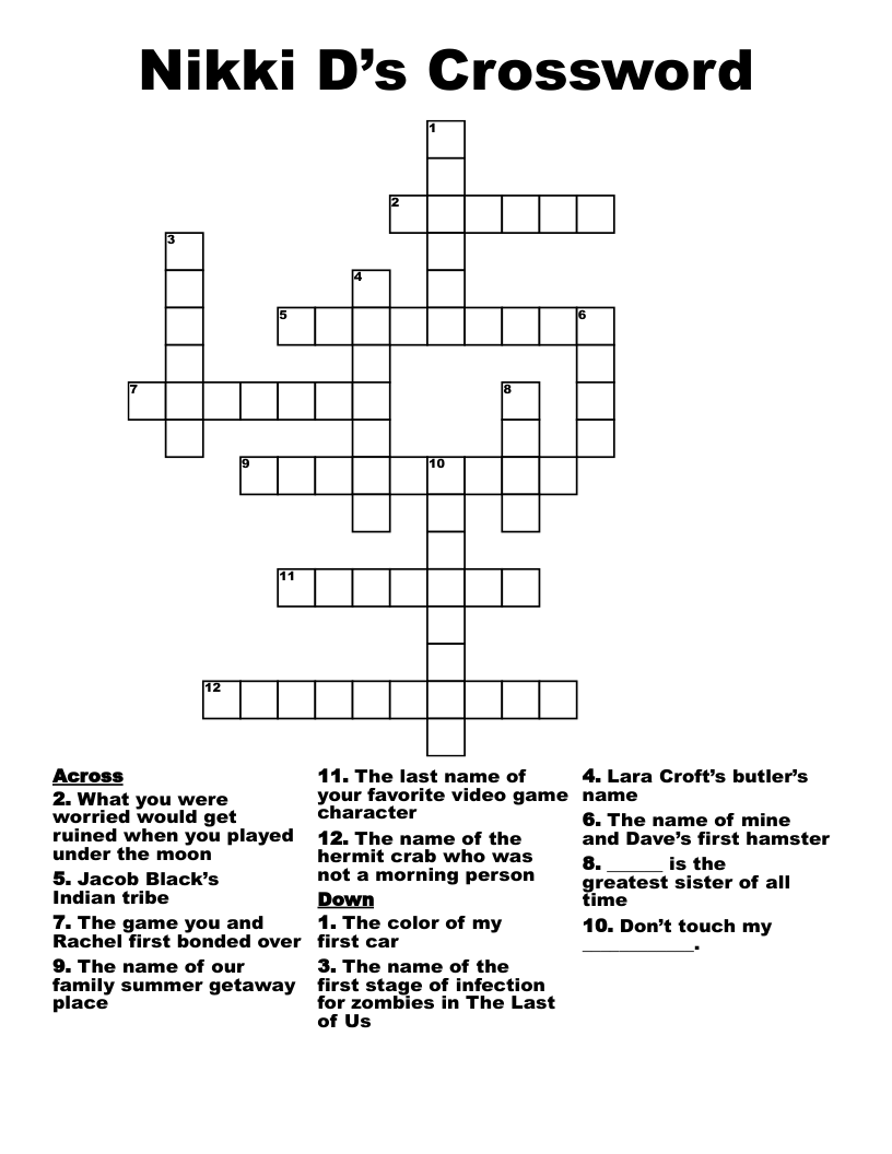 Nikki D’s Crossword 