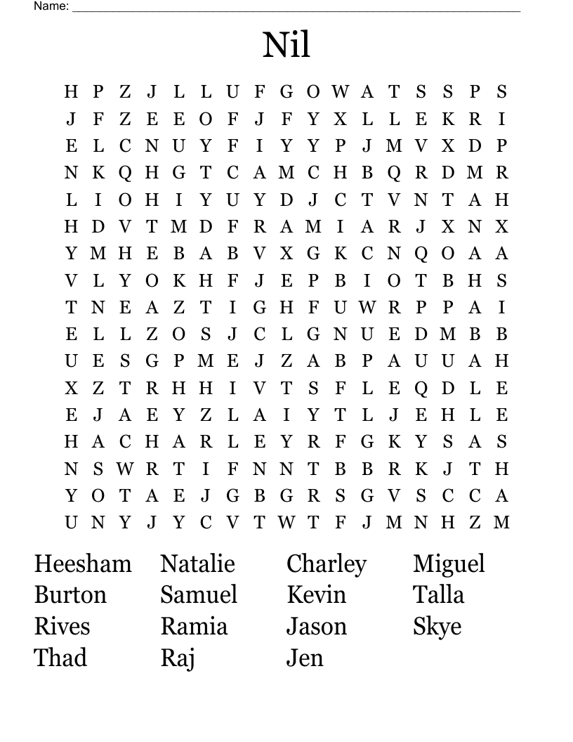 Nil Word Search