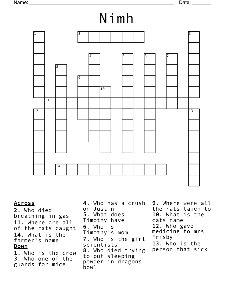 Nimh Crossword