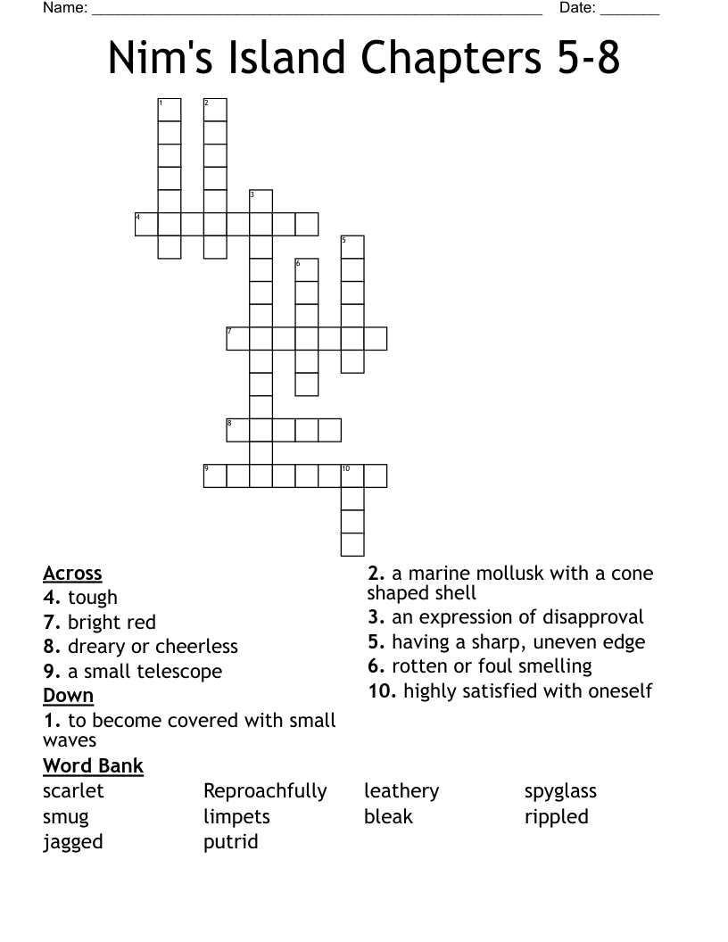 Nim's Island Chapters 5-8  Crossword