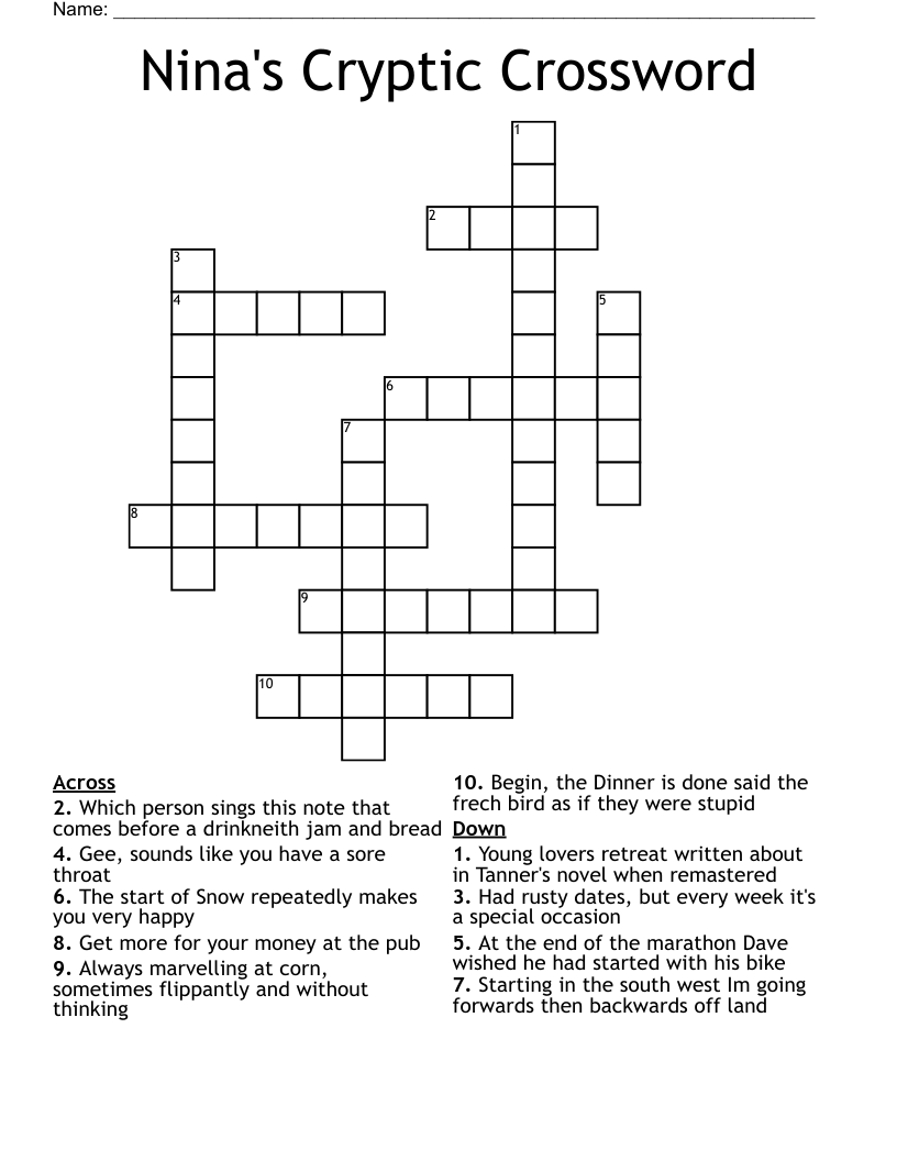 Nina's Cryptic Crossword 
