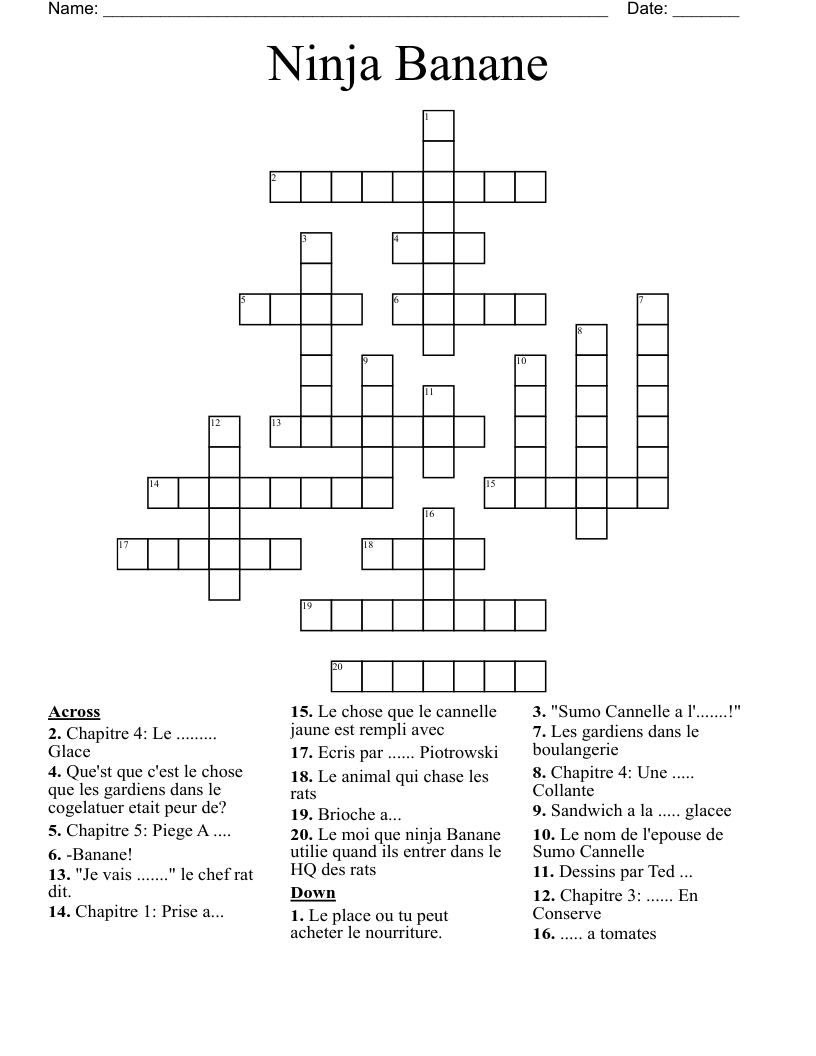 Ninja Banane Crossword