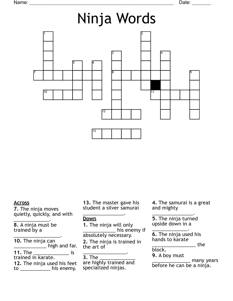 Ninja Words Crossword