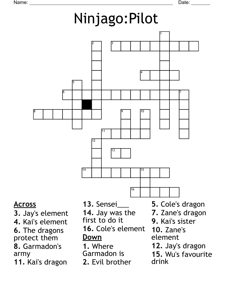 Ninjago:Pilot Crossword
