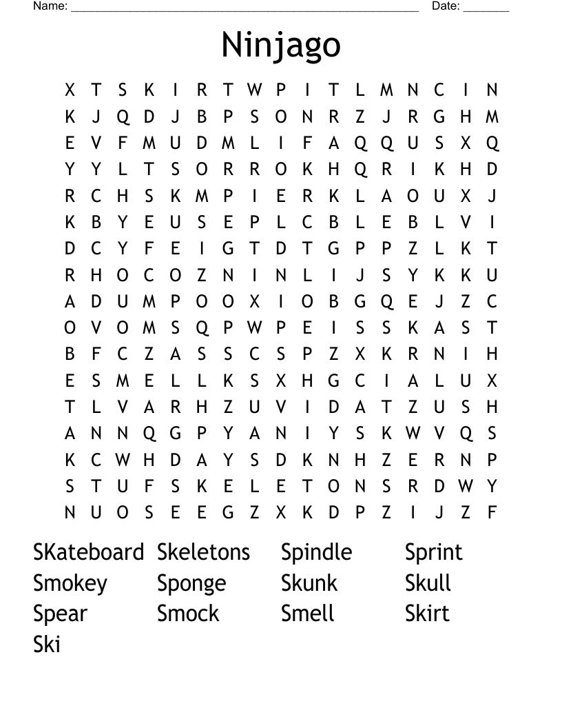 Ninjago Word Search