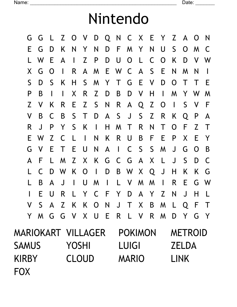 Nintendo Word Search