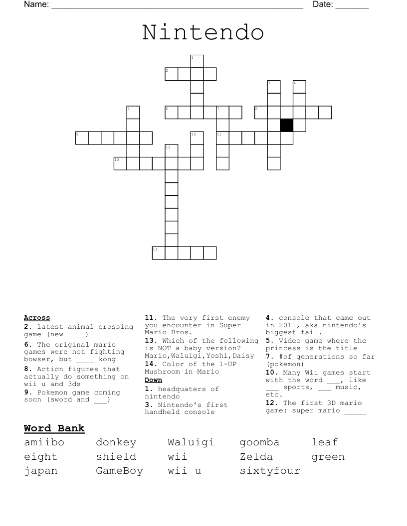 Nintendo  Crossword