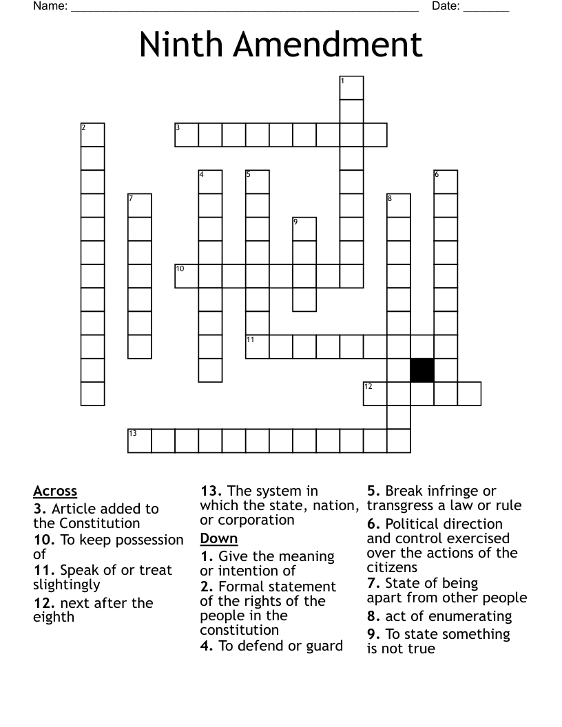 Ninth Amendment Crossword