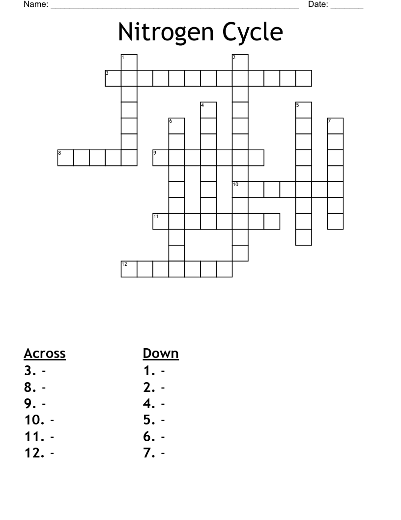 Nitrogen Cycle Crossword