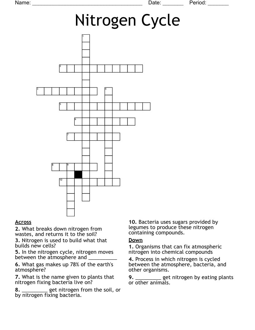Nitrogen Cycle Crossword