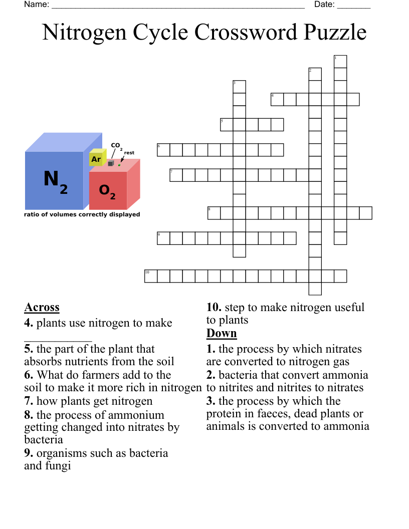Nitrogen Cycle Crossword Puzzle