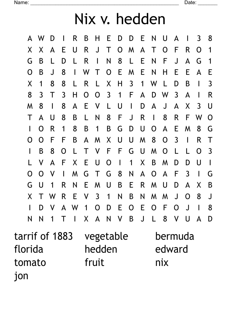 Nix v. hedden Word Search