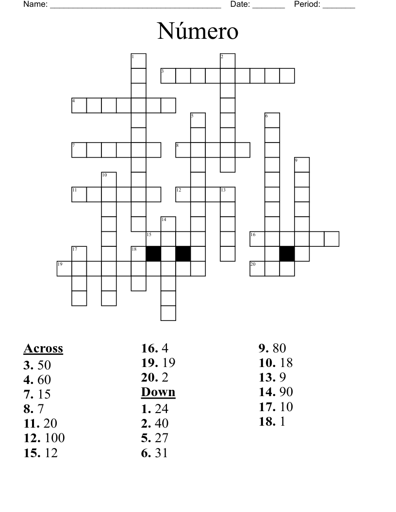 Número Crossword