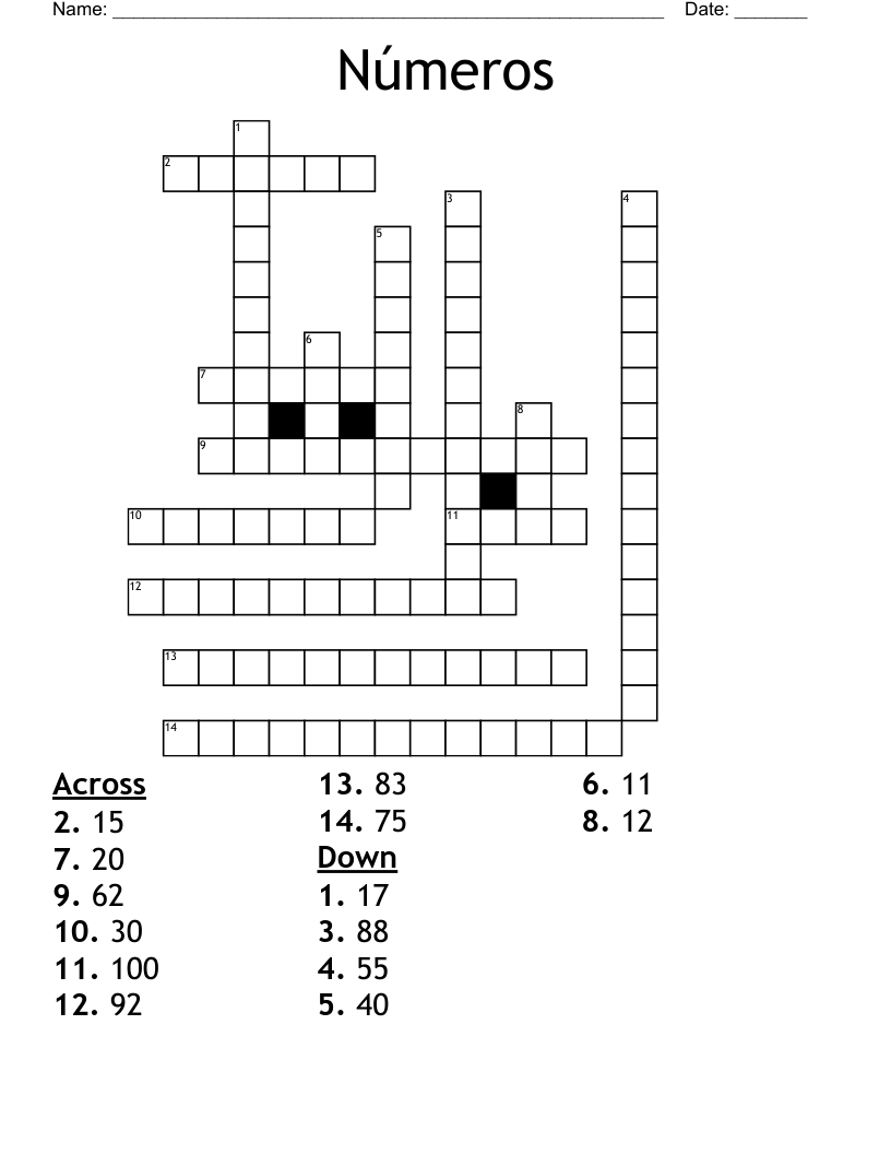 Números Crossword