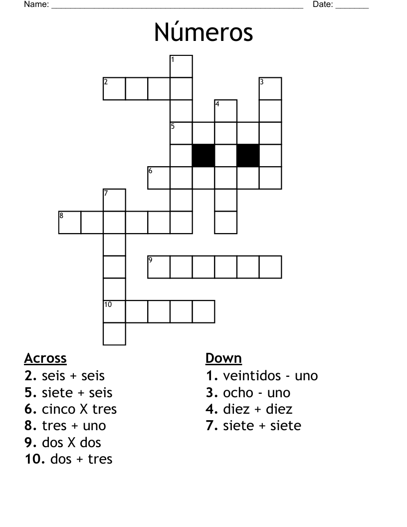 Números Crossword