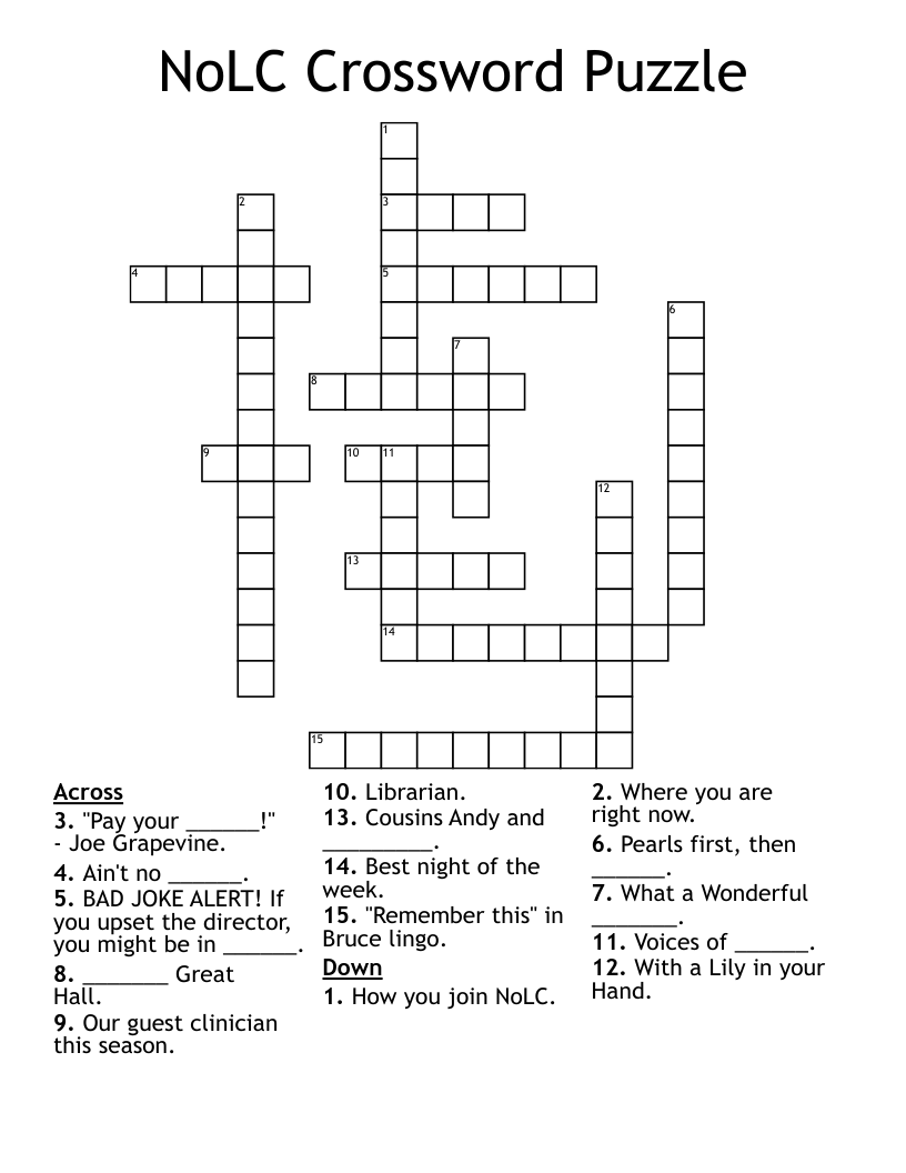 NoLC Crossword Puzzle
