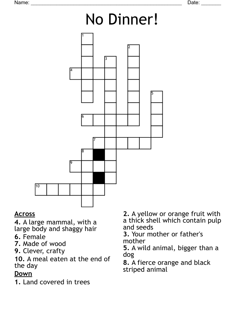No Dinner! Crossword