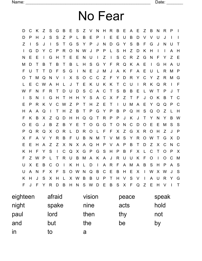 No Fear Word Search
