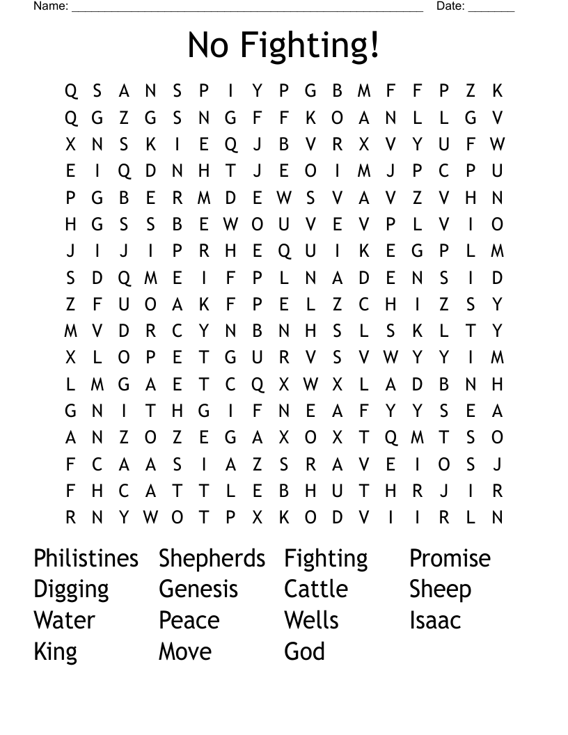 No Fighting! Word Search