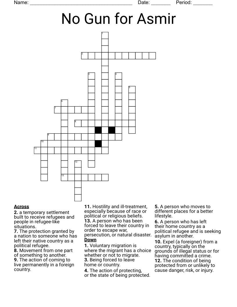 No Gun for Asmir Crossword