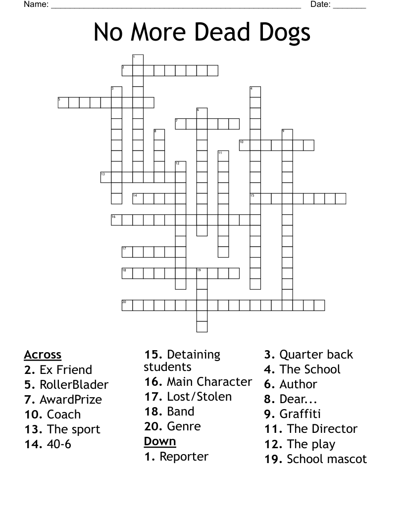No More Dead Dogs Crossword