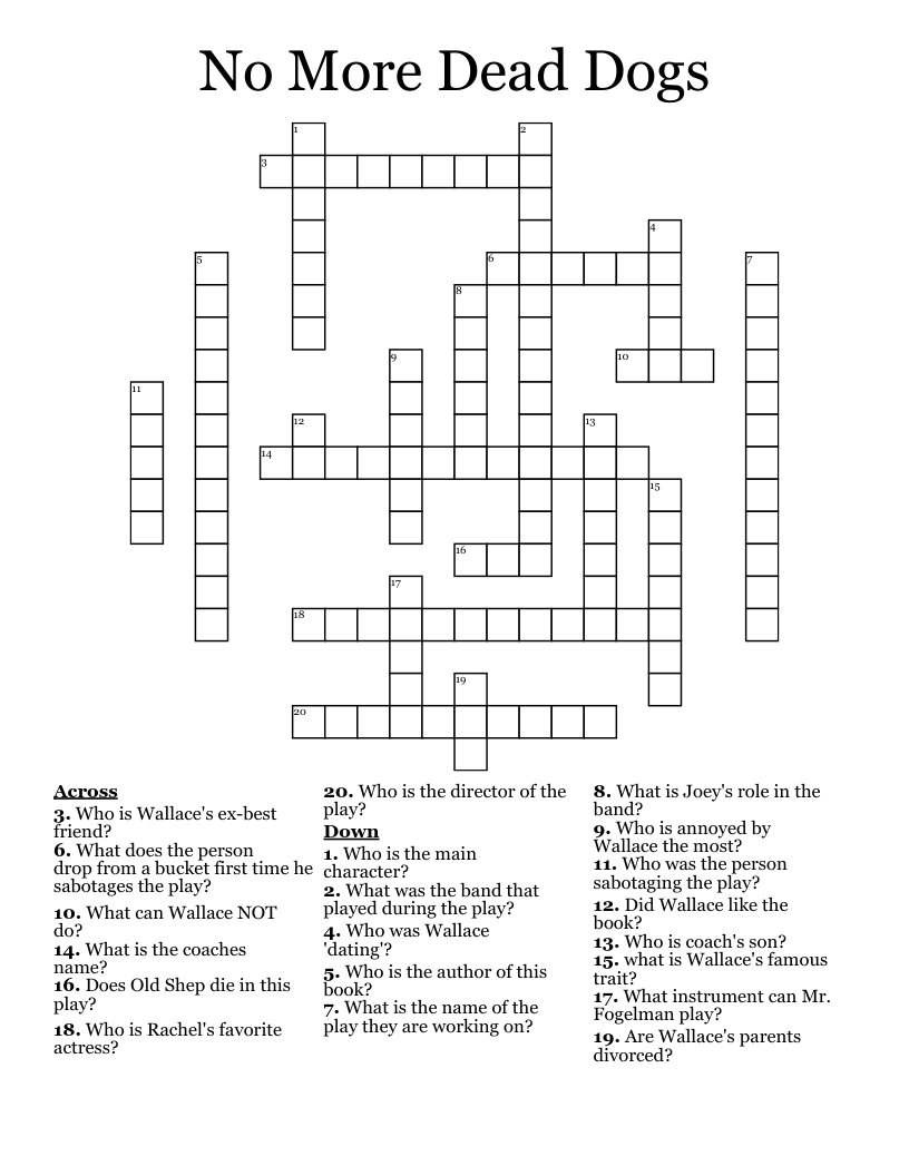 No More Dead Dogs Crossword