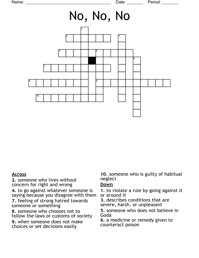 No, No, No Crossword