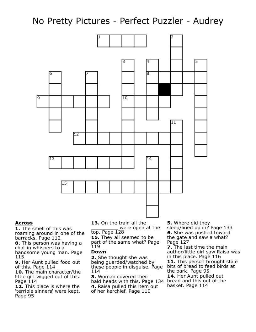 No Pretty Pictures - Perfect Puzzler   -   Audrey Crossword