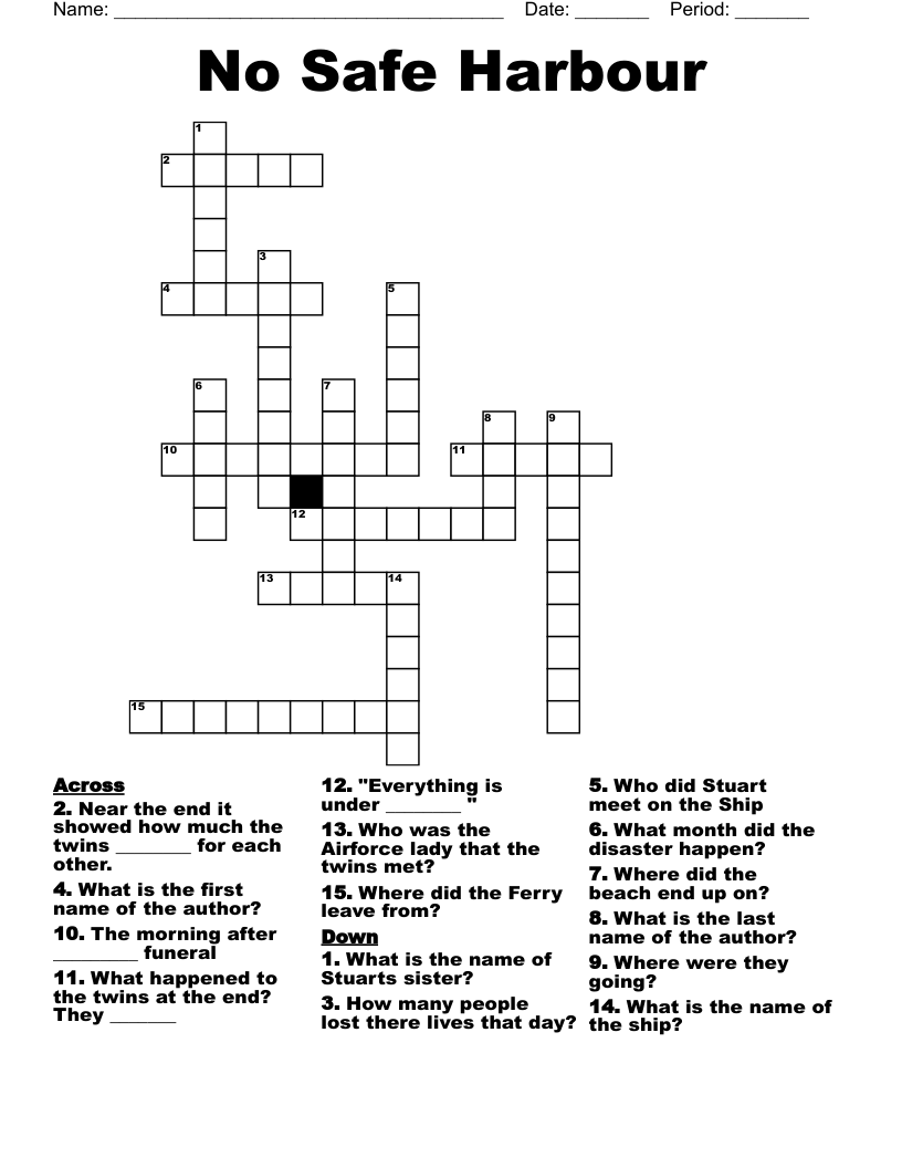 No Safe Harbour Crossword