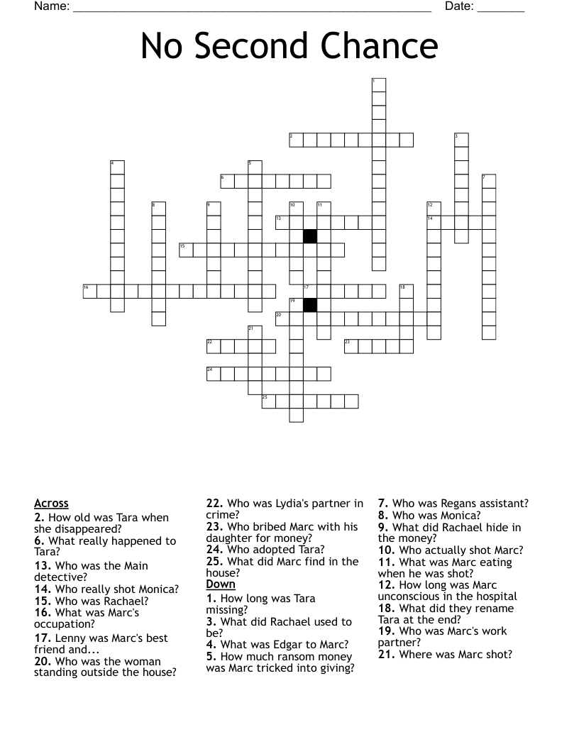 No Second Chance Crossword