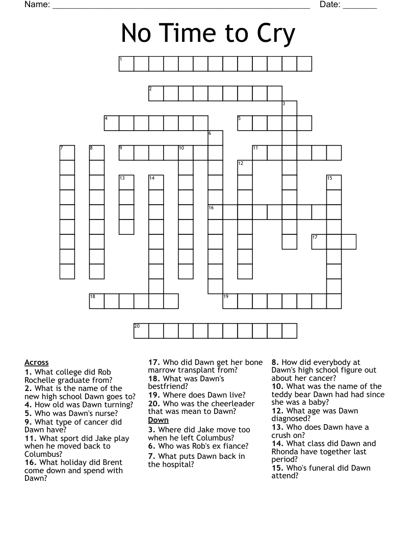 No Time to Cry Crossword