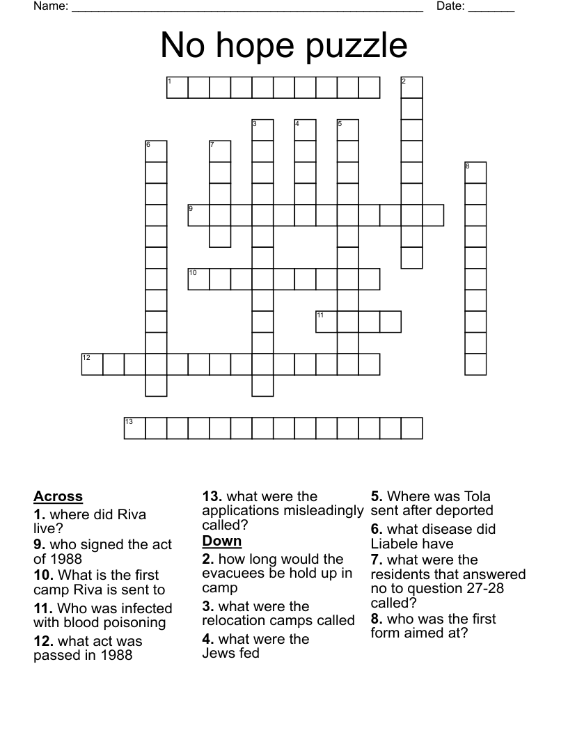 No hope puzzle Crossword