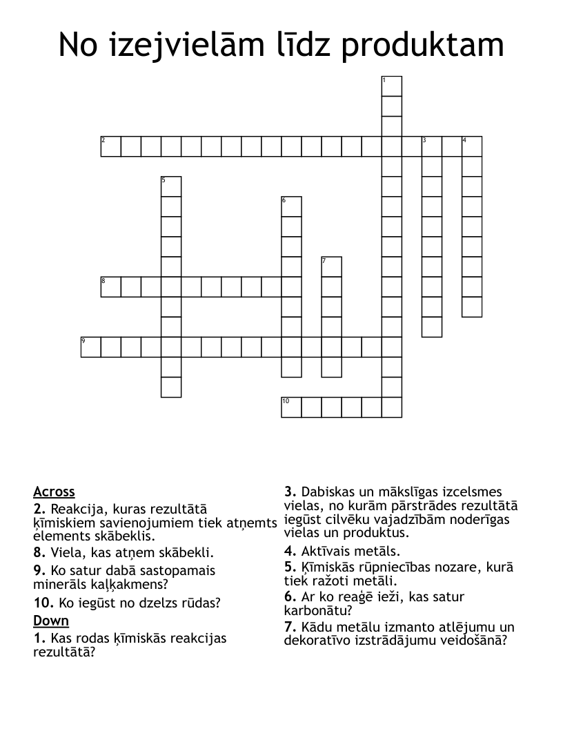 No izejvielām līdz produktam Crossword