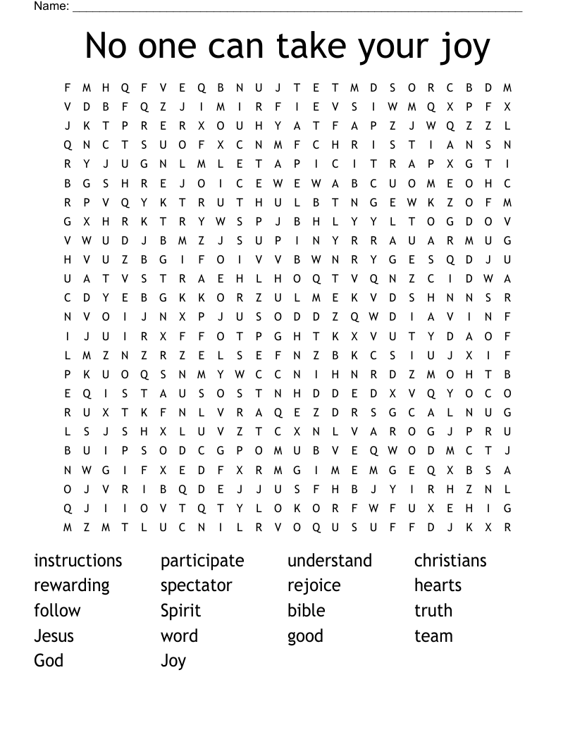 No one can take your joy Word Search
